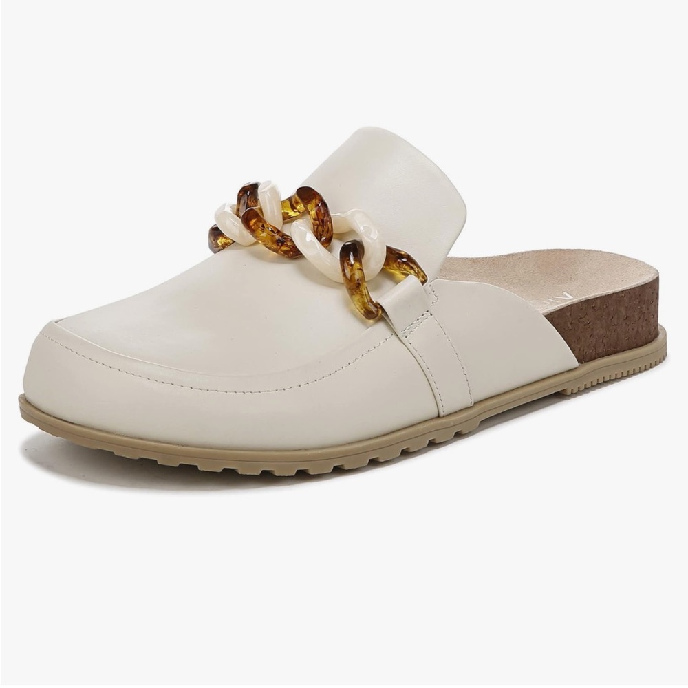 Like New White Mule with Brown Chain